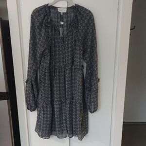 Elegant Blue Patterned Dress